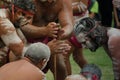 An ancient custom`smoking ceremony` among Indigenous Australians that involves burning plants to produce smoke. Royalty Free Stock Photo